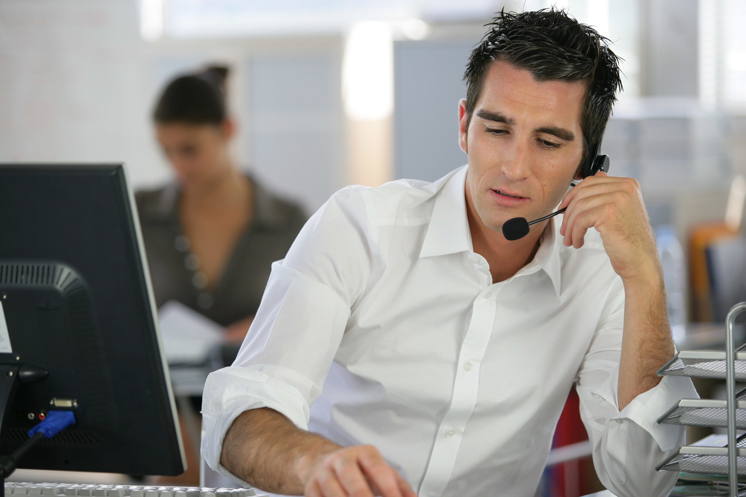 A call centre rep employing active listening skills.