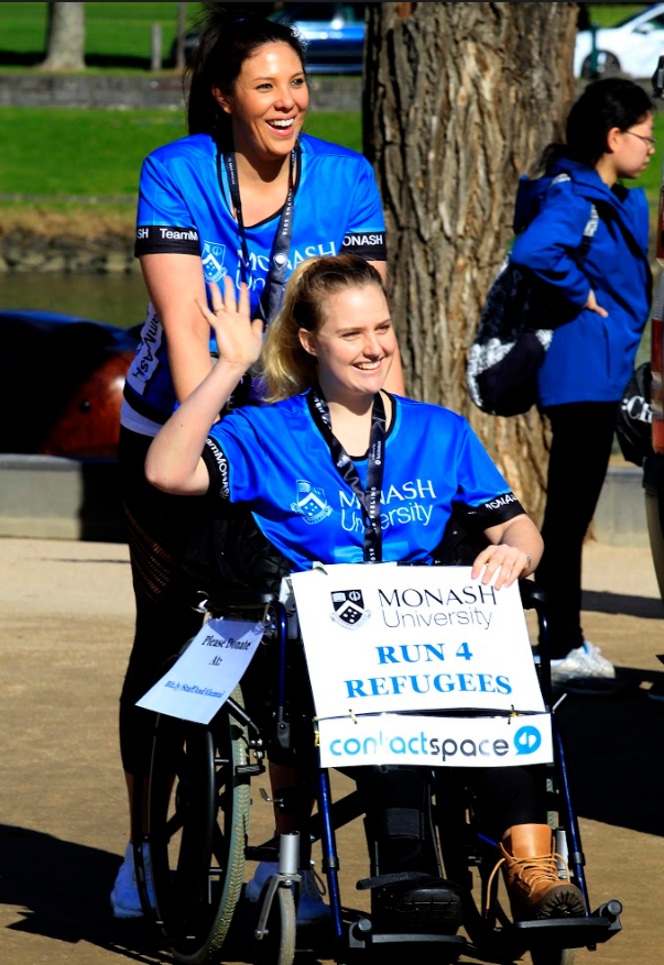 Jade and Elly from Monash University participating in the Run For Refugees.