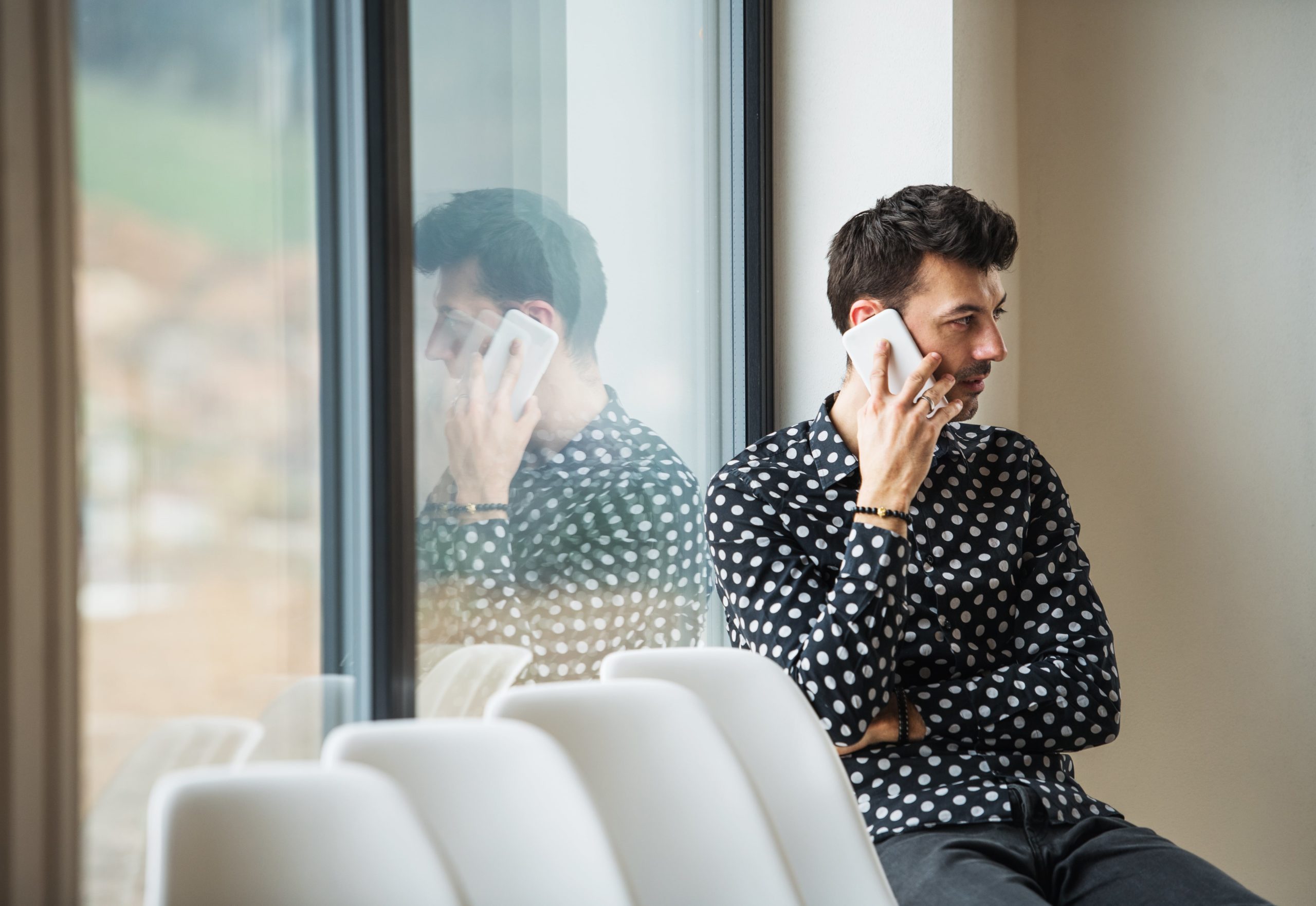 Man receiving a phone call.