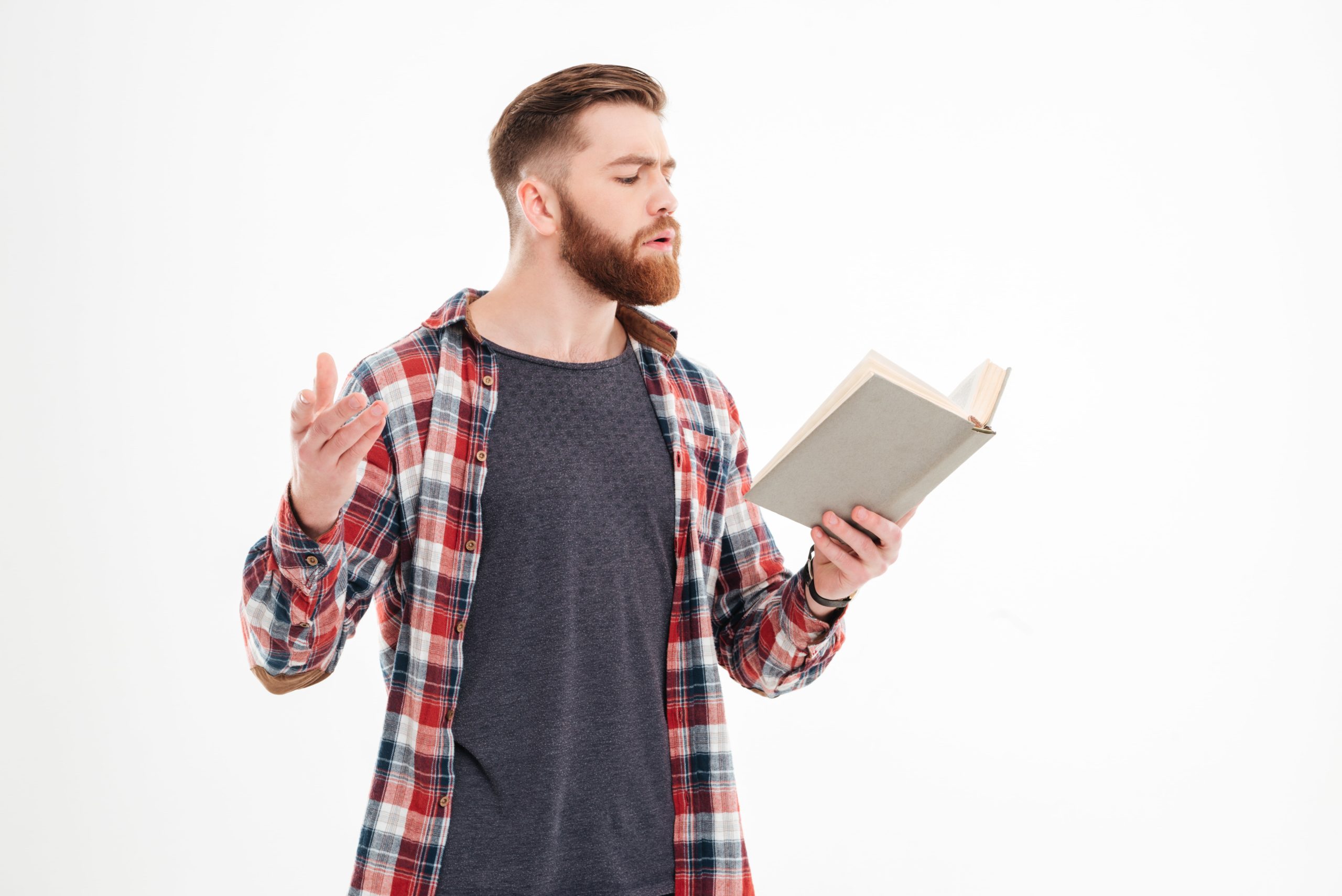 Man reading from a script.