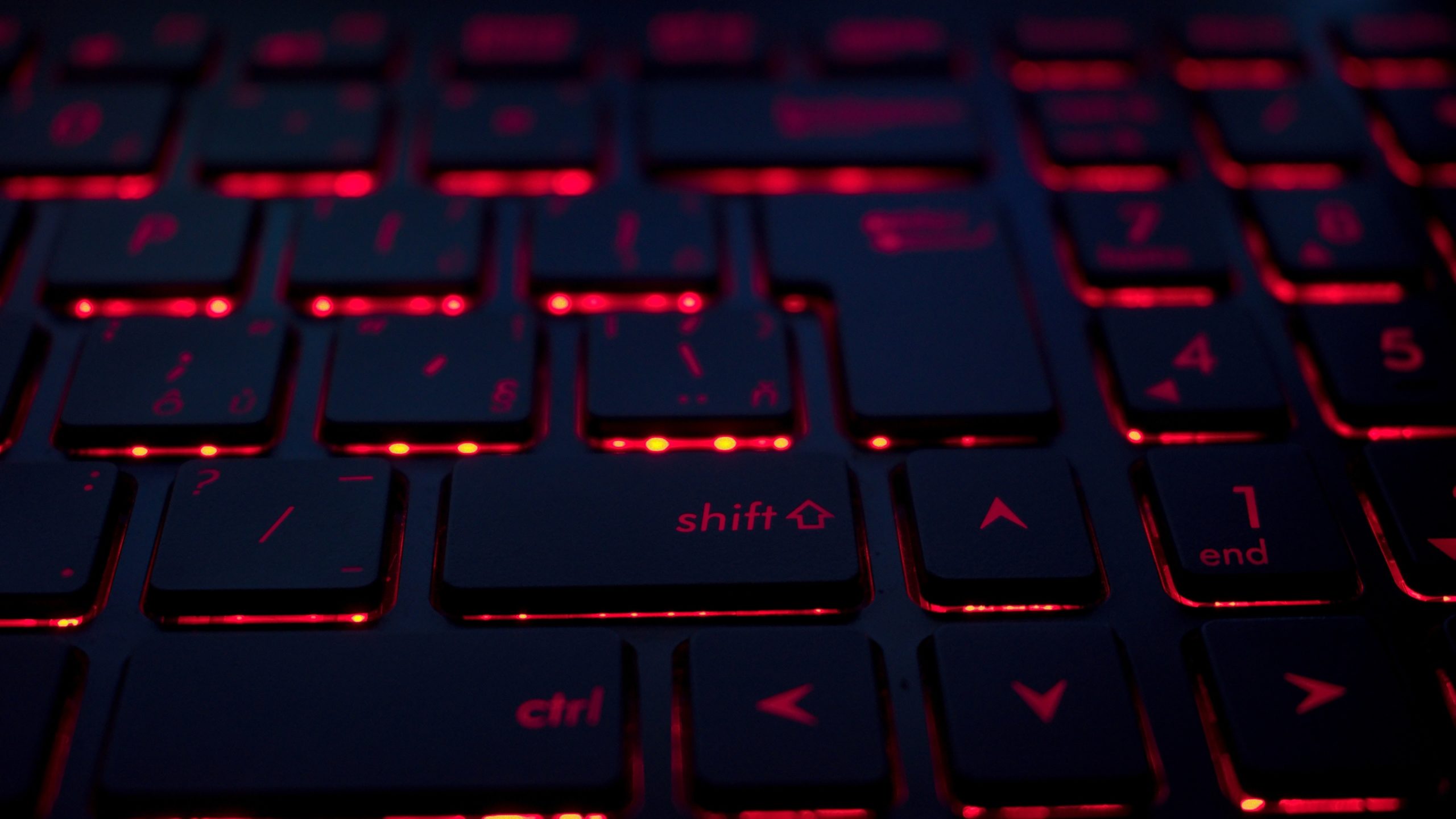 A red backlit keyboard.