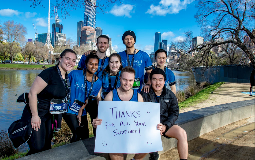 Monash Universities students after their Run For Refugees event.