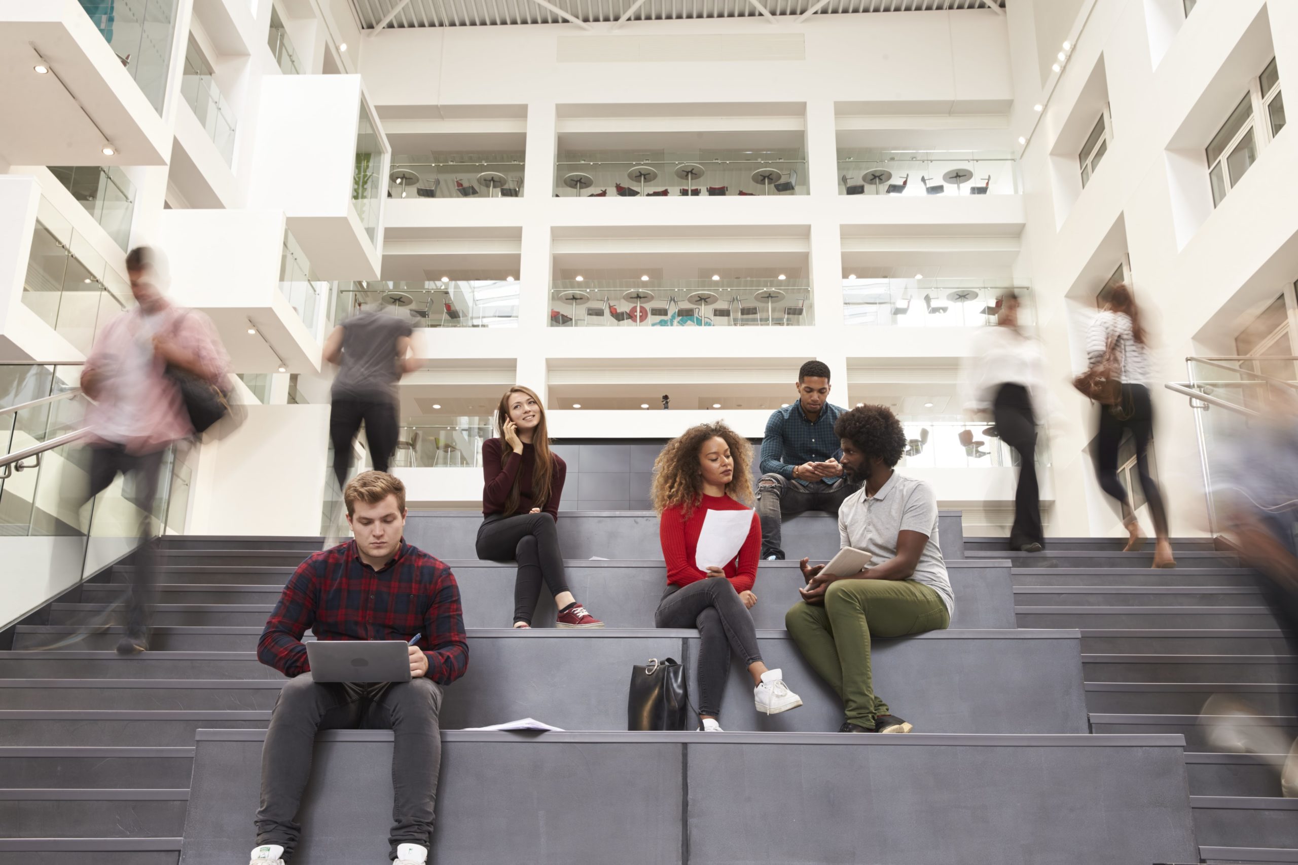 University students studying.