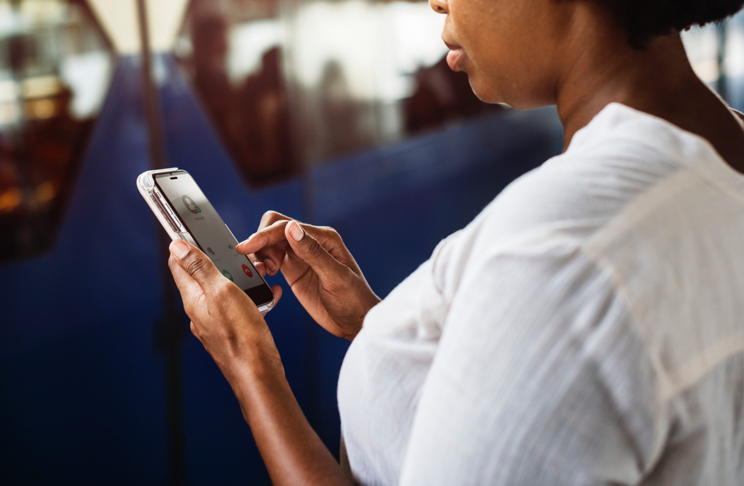 Woman receiving a phone call.