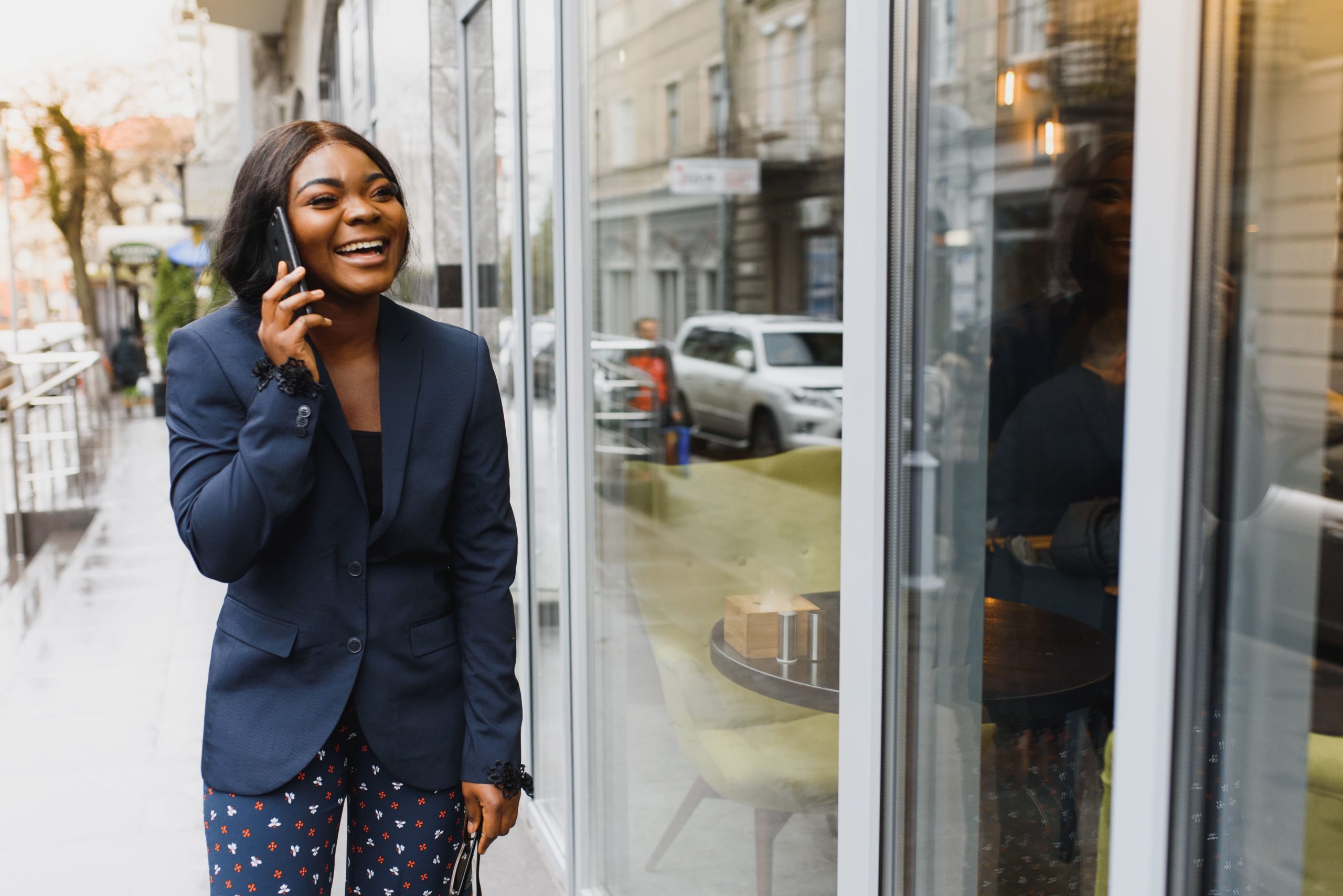 Woman receiving a telefundraising phone call.